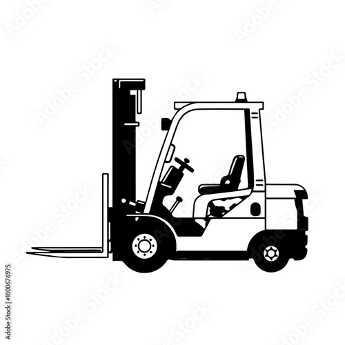 Forklift Truck Lifting Pallet In Industrial Setting.