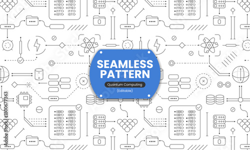 Modern design of quantum computing seamless patterns and qubits.