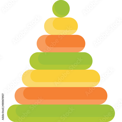 Brightly Colored Stacking Ring Toy With Green Yellow And Orange Rings On A White Background Ideal For Early Childhood Development And Play