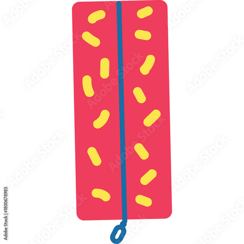 Brightly Colored Vertical Rectangular Object With Yellow Spots On A Transparent Background