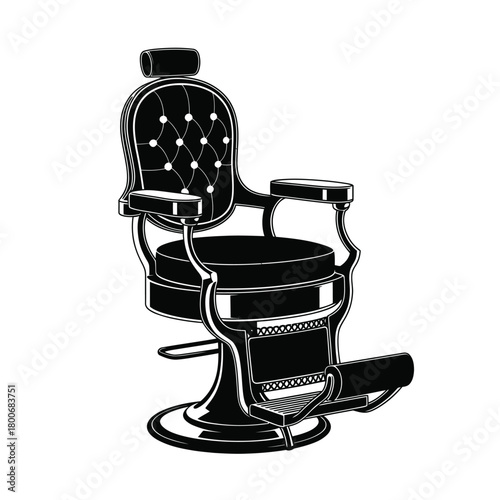 Vintage barber chair with tufted upholstery and chrome accents