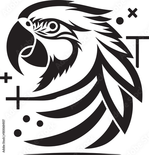 eagle head tattoo design vector illustration in black and white colors.