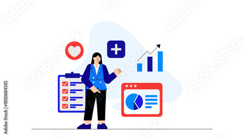 Workplace Wellness and Health Concept Flat Vector Illustration