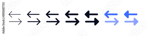 Exchange icon swap symbol, arrows data transfer icon. Directional left arrow icon featuring multiple outline and filled variations, ideal for navigation controls, back actions, UI interfaces