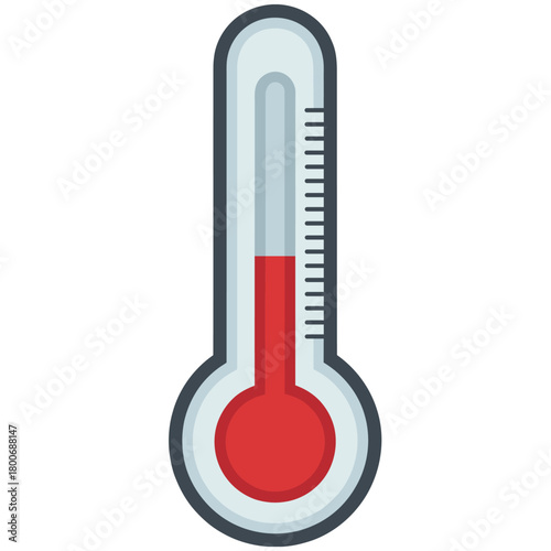 Red liquid thermometer measuring temperature graphic