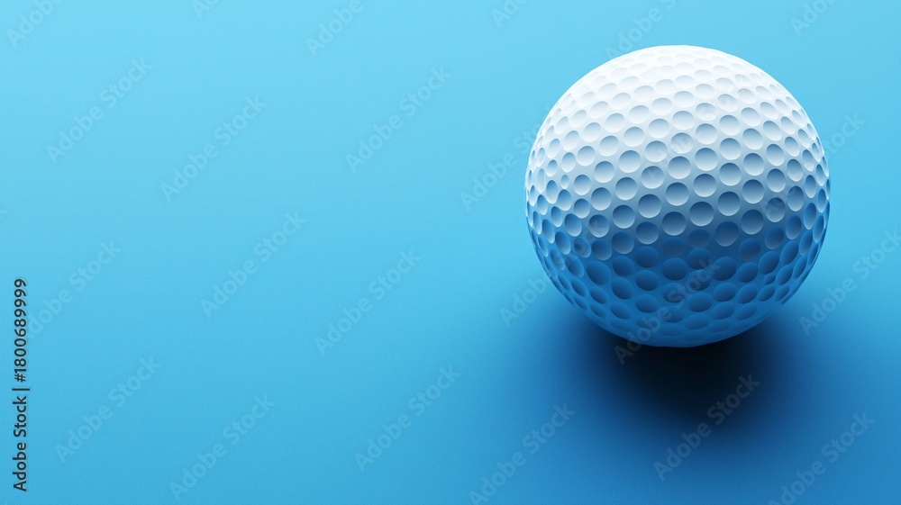 Fototapeta premium White Golf Ball on Solid Blue Background with Soft Shadow Effect