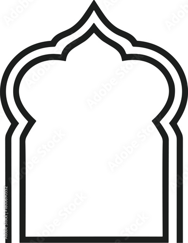 Islamic archway silhouette vector with double black outline