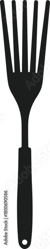 Black silhouette of a garden hand rake tool gardening