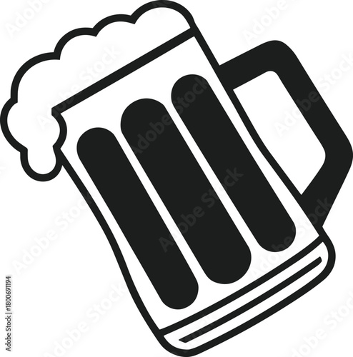 Black Beer Mug Silhouette with Frothy Head Vector glass
