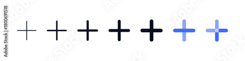 Plus add icon set , new, create icons in outline and solid variations, for creating new items, expanding menus, adding content, creation, zoom, mathematical interfaces, and modern UI controls.