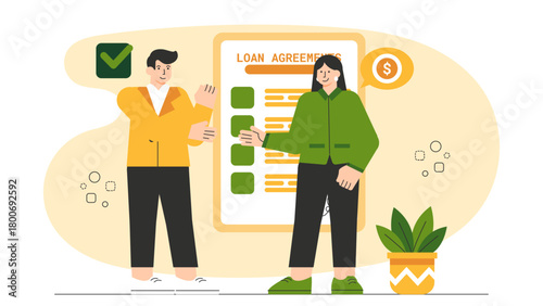 Business People Applying for Business Loan Flat Vector Illustration