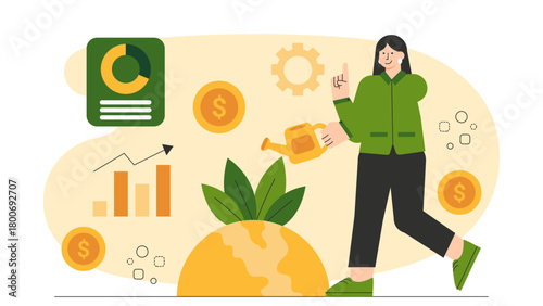 Flat Design Corporate Social Responsibility Concept Flat Vector Illustration