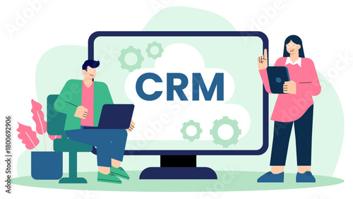 Customer Relationship Management (CRM) Flat Vector Illustration