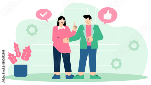 Business People Closing a Successful Deal Flat Vector Illustration