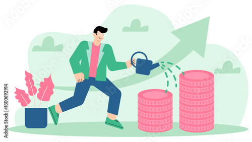 Wealth Management and Asset Growth Flat Vector Illustration