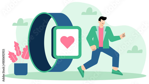 Flat Design Business Using Smart Wearable Devices Flat Vector Illustration