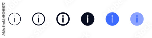 Information or Help icons , featuring circular outlines and solid variations with a simple “i” symbol, ideal for help sections, tooltips, guides, support pages, and UI indicators.