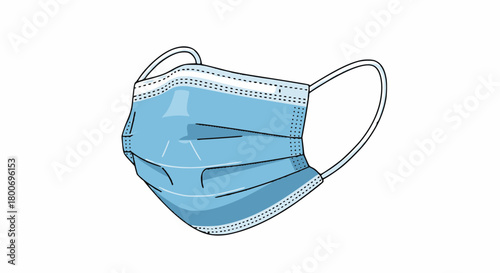 A light blue disposable medical face mask with ear loops, illustrated on a white background for health protection.