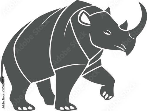 Cute rhino cartoon vector illustration for coloring page