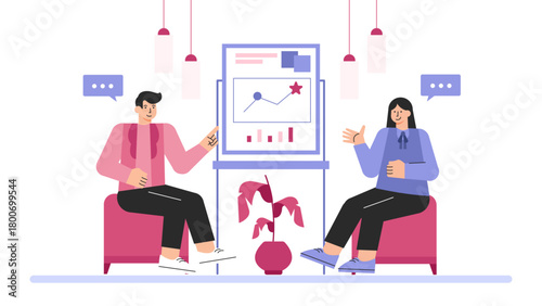 Flat Design Business People in Team Orientation Flat Vector Illustration