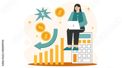 Cash Flow Management Concept Flat Vector Illustration