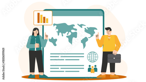 Business People Discussing Import-Export Documents Flat Vector Illustration