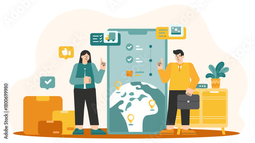 International Trade Fair and Business Exhibition Flat Vector Illustration