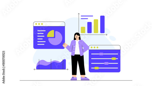Business People Doing Market Positioning Analysis Flat Vector Illustration