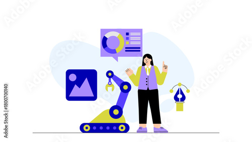 Flat Design 3D Printing for Business Prototyping Flat Vector Illustration