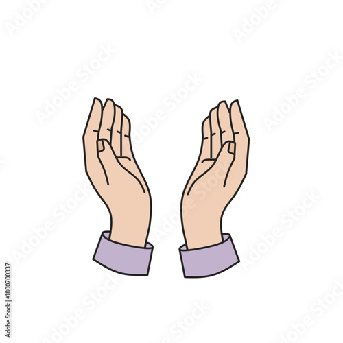 Praying Hands in Flat Hand-Drawn Style for Islamic Worship and Devotion