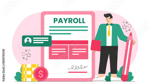Flat Design Payroll Management and Salary Payment Flat Vector Illustration