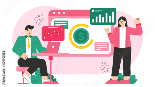 Flat Design Cash Flow Management Concept Flat Vector Illustration