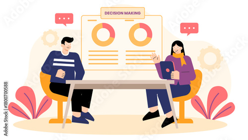 Corporate Board Meeting and Decision Making Flat Vector Illustration
