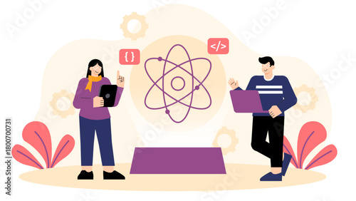 Quantum Computing for Business Flat Vector Illustration