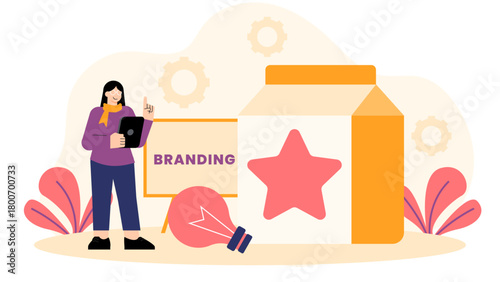 Product Packaging and Branding Concept Flat Vector Illustration