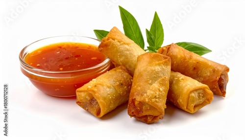 Golden Fried Lumpia Shanghai Appetizer With Dipping Sauce

