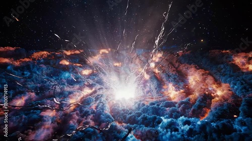 Cosmic Nebula Formation: Dynamic Energy Burst in Space Galaxy