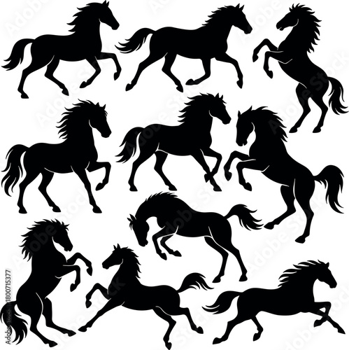 10 Horse EPS Bundle Silhouette Clipart | Running Horse Pack | Vector Cut Files for Cricut