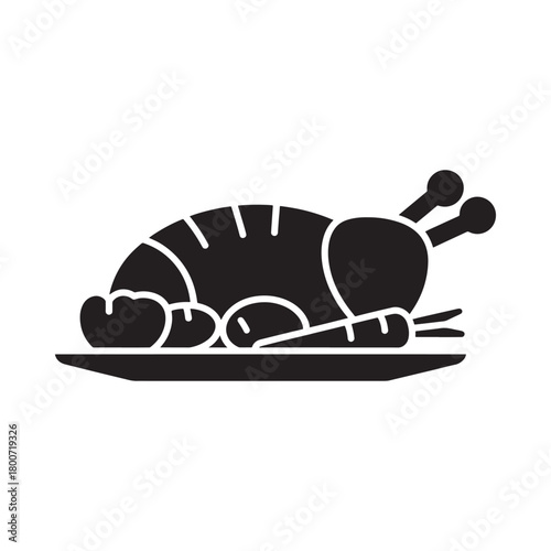 Stylized silhouette of a roasted turkey on a platter