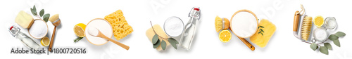 Collage of baking soda, vin...