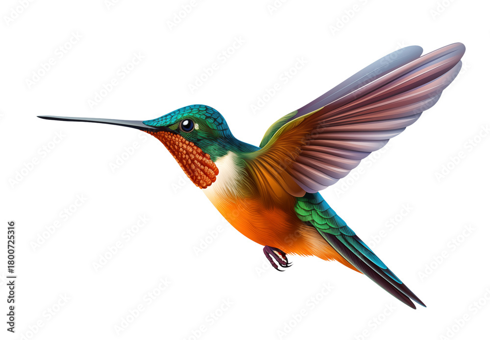 Obraz premium Ruby-Throated Hummingbird Flying - Colorful Avian Wildlife on transparent background png