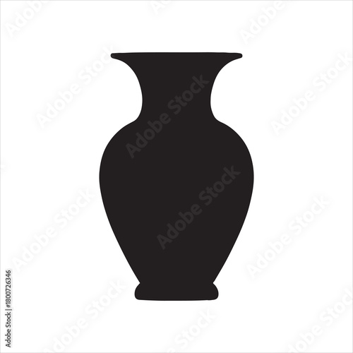 Elegant silhouette of a classic vase design in solid black against a clean white background perfect for graphic design projects and artistic presentations