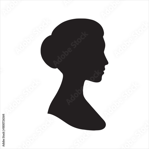 Elegant Woman Silhouette Profile Isolated on White Background Ideal for Branding and Creative Projects Representing Femininity and Grace