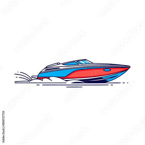 vector illustration of a speedboat with a white background 