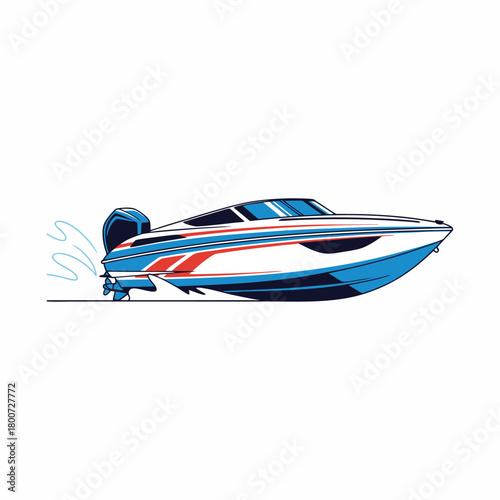 vector illustration of a speedboat with a white background 