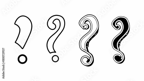 Collection of abstract hand drawn question marks and symbols vector illustration scalable eps