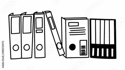 Doodle style office file cabinets and document folders vector illustration scalable graphics