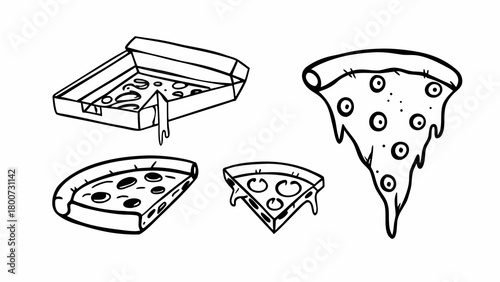 Hand drawn pizza slices doodle collection vector illustration scalable eps icon
