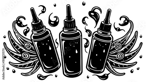 Spicy sauce bottles illustration vector graphic scalable icon doodle art set