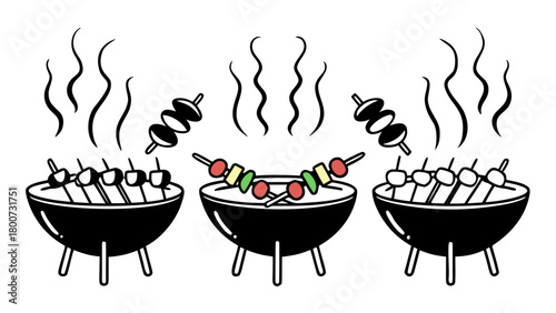 Hand drawn tikka grill set vector illustration scalable delicious food art